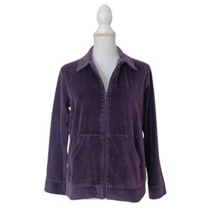 REBECCA MALONE Petite Velour Purple Tracksuit Sweater Jacket Sports Top Active